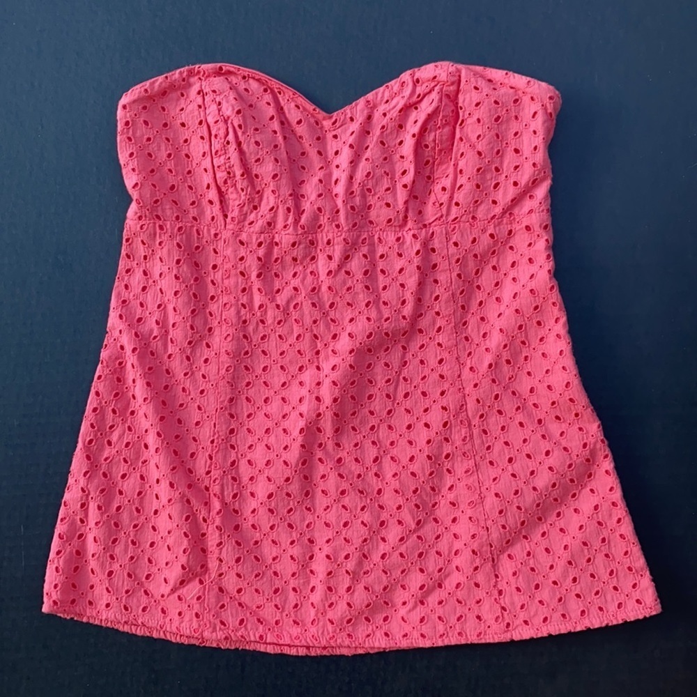 NEW GUESS Kate Eyelet Corset - bright coral multi